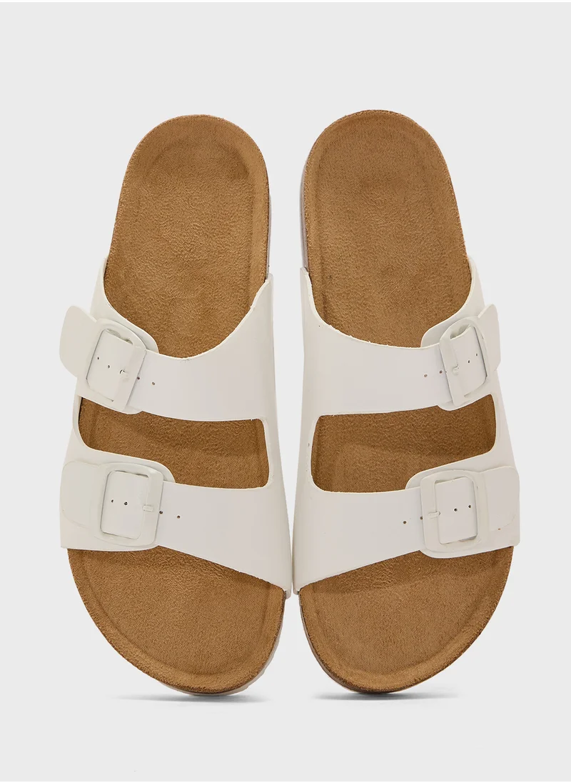 Truffle Comfy Footbed Double Strap Flat Sandal