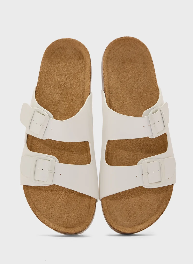 Truffle Comfy Footbed Double Strap Flat Sandal