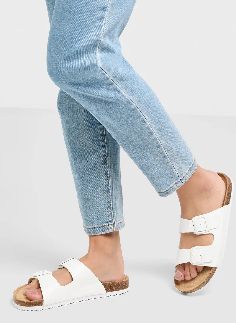 Truffle Comfy Footbed Double Strap Flat Sandal