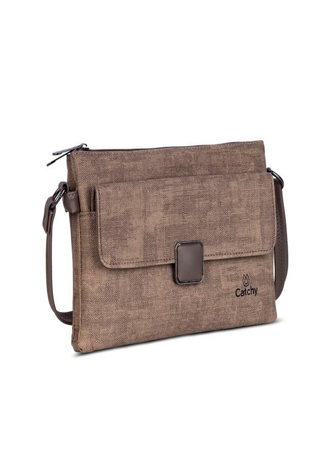 Catchy Brown Magnet Closure Faux Leather Everyday Womens Sling Bag - Image 3