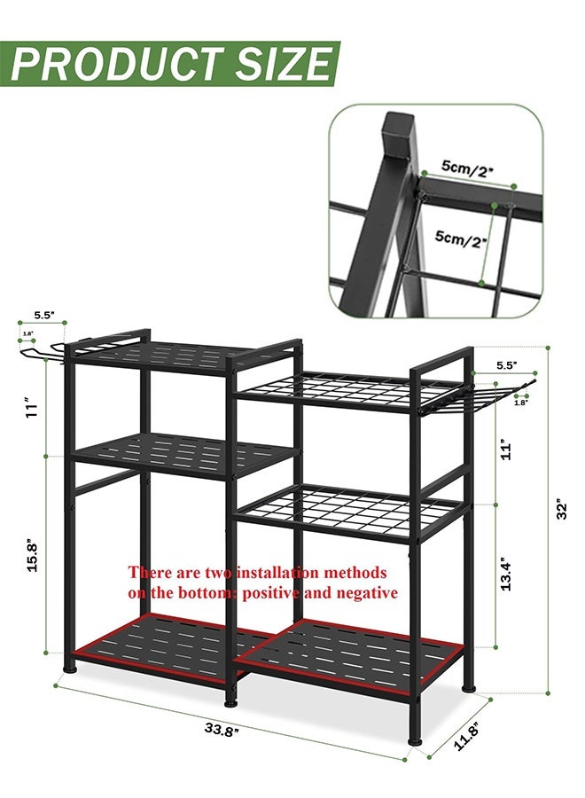 Forthcan Heavy Duty Garden Tool Organizer Rack, Freestanding Metal Storage Stand with Shelves and Hooks for Garage, Shed and Outdoor Use - Image 5