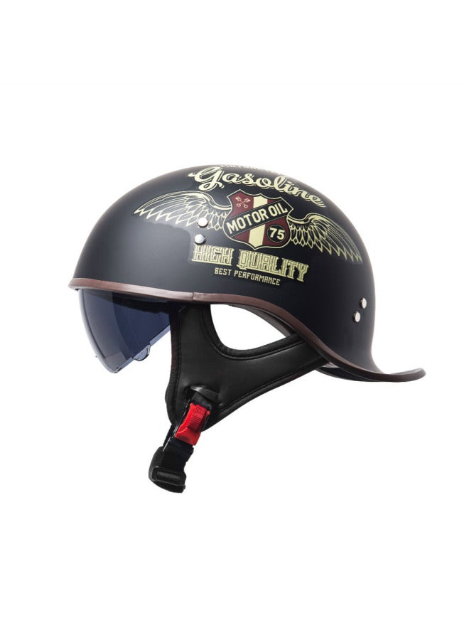 New Motorcycle Helmet For Men, Summer Half Helmet, Retro Style For Women, Electric Vehicle, Lightweight Motorcycle Helmet With Inner Visor
