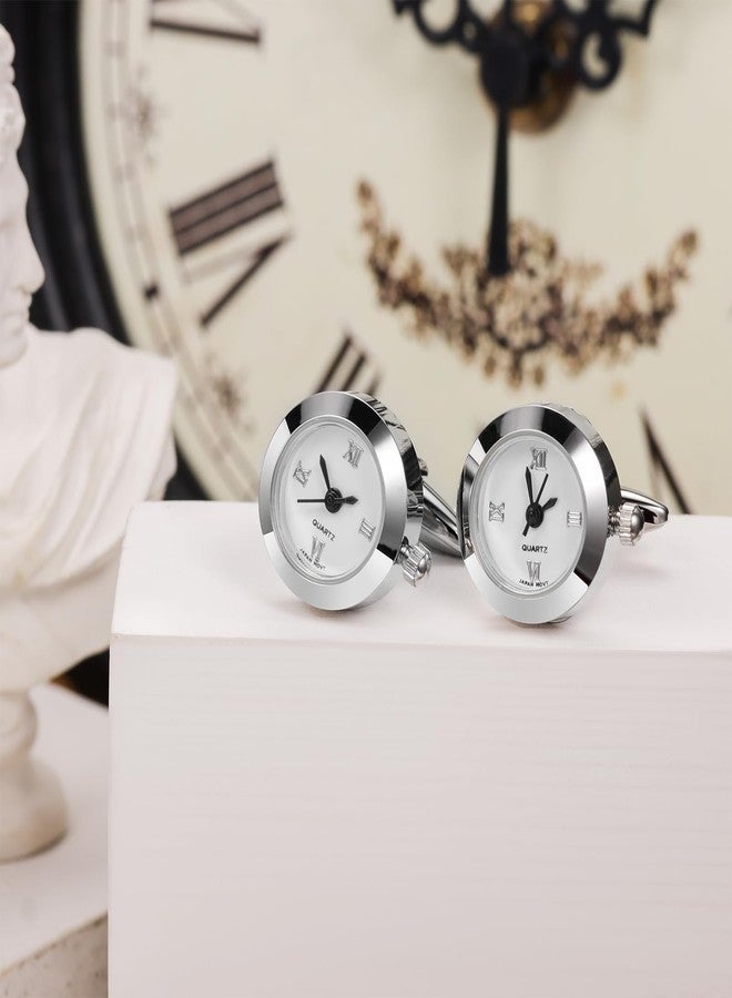 هاوسن أزرار أكمام رجالية في علبة هدايا، أزرار أكمام على شكل ساعة حقيقية تعمل، مناسبة لقمصان الرجال ذات الأكمام الفرنسية، هدايا للذكرى السنوية، وأعياد الميلاد، وعيد الميلاد المجيد. - Image 4