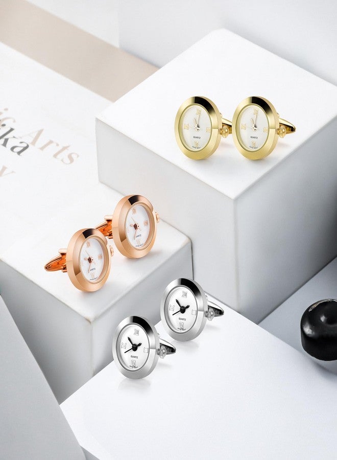 هاوسن أزرار أكمام رجالية في علبة هدايا، أزرار أكمام على شكل ساعة حقيقية تعمل، مناسبة لقمصان الرجال ذات الأكمام الفرنسية، هدايا للذكرى السنوية، وأعياد الميلاد، وعيد الميلاد المجيد. - Image 5