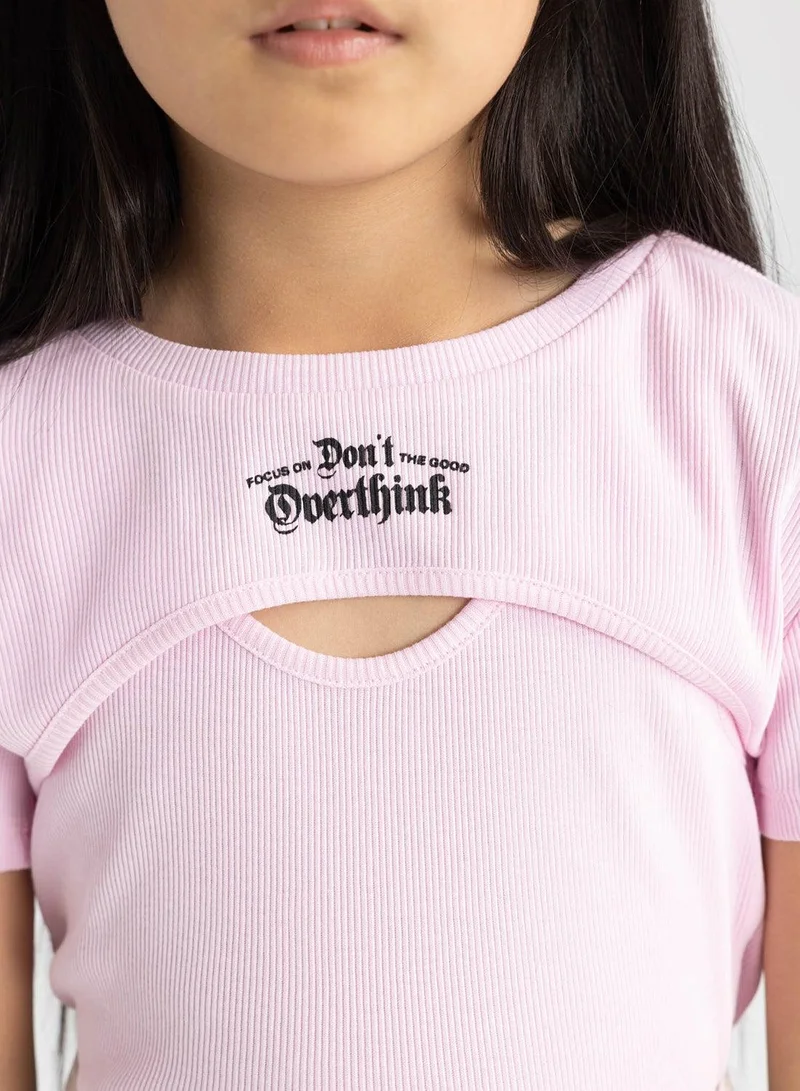 DeFacto  Ribbed 2-Pack Short Sleeve T-Shirt for Women | Best Price UAE