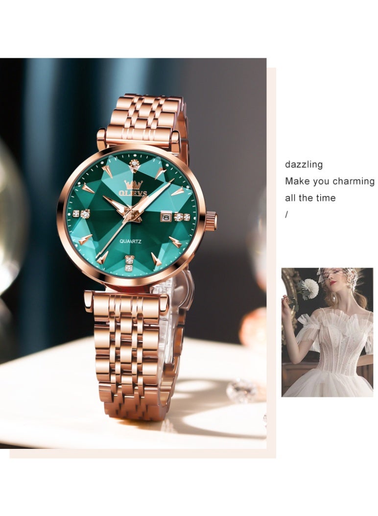 أوليفز ساعة OLEVS للسيدات بحركة كوارتز بسيطة مقاومة للماء وساعة يد نسائية مضيئة أنيقة وهدايا أنيقة - Image 2