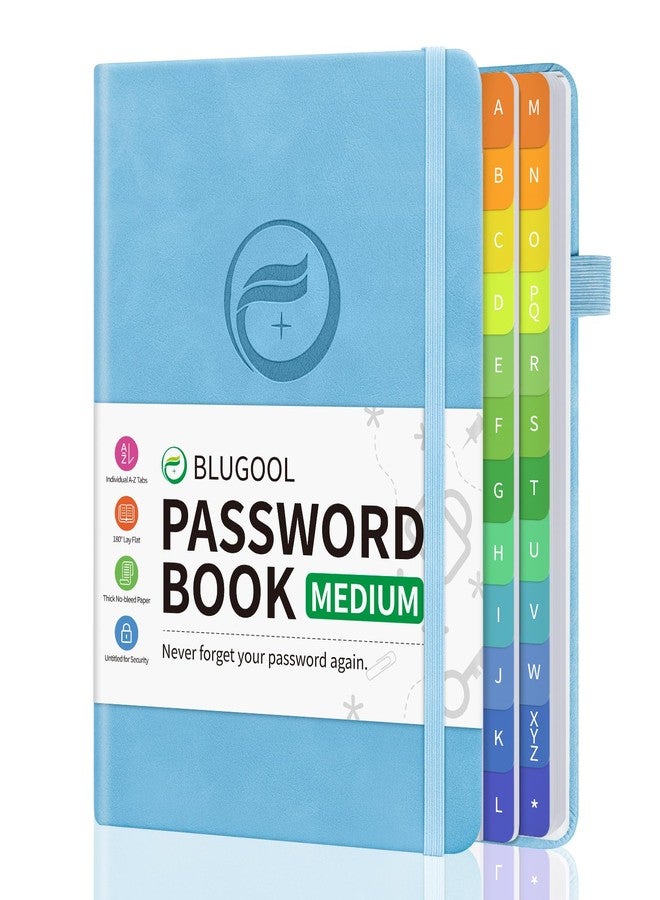 Blugool Password Book with Alphabetical Tabs, Password Keeper Book for Seniors, Hardcover Password Notebook for Individual & Colorful Tabs, Password Organizer for Website Logins, 5.3" x 7.7", Blue - Image 1