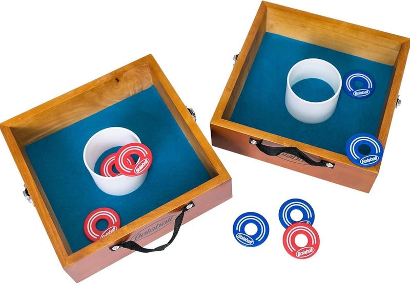 Bolaball Washer Toss Game Outdoor Games Giant Yard & Lawn Games | Set of 2 Solid Wood Targets and 2.5-inch Washers Toss Rings| Bulls-Eye Pitching Board| Backyard Beach Camping Party - Image 1