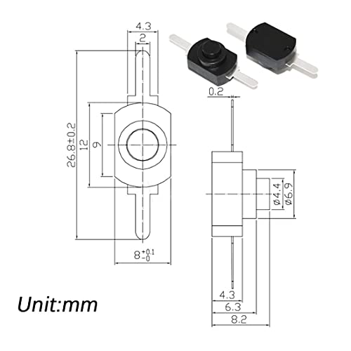 mxuteuk 50pcs Black Latching Mini ON/Off Switch Self-Lock Micro Push Button Switch DC 30V 1A for Light Lamp Wall Outlet DIY SMD Flashlight Type BK-1208 - Image 2