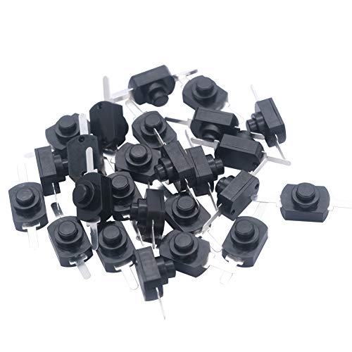mxuteuk 50pcs Black Latching Mini ON/Off Switch Self-Lock Micro Push Button Switch DC 30V 1A for Light Lamp Wall Outlet DIY SMD Flashlight Type BK-1208 - Image 1