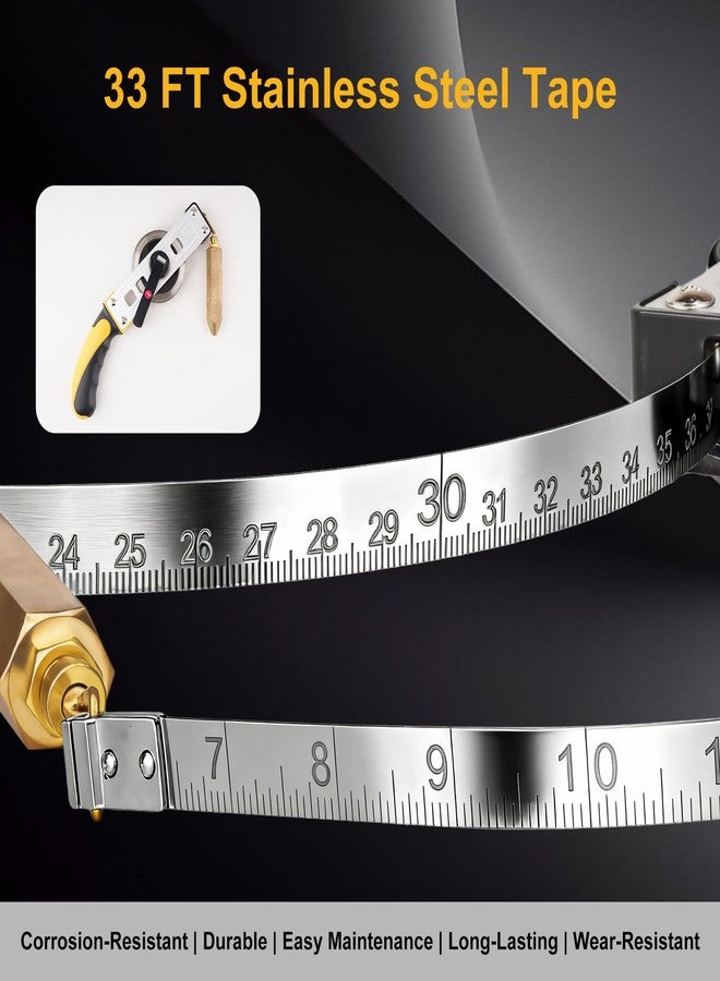 AJulyBee Oil Gauging Tape, 10m/33ft Stainless Steel Tape Measure Oil Tank Measuring Stick, Double-Sided Scale Oil Tank Gauging Tapes with Brass Plumb Bob - Image 2