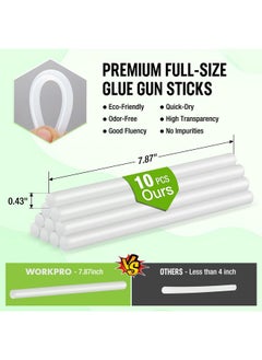 WORKPRO Hot Glue Gun Full Size 60/100W Dual Temp Glue Gun And Sticks Set With 10 Pcs Glue Sticks (7/16) 90S Fast Preheating Hot Glue Gun Kit For Construction Crafting Diy And Repairs White  - Image 5