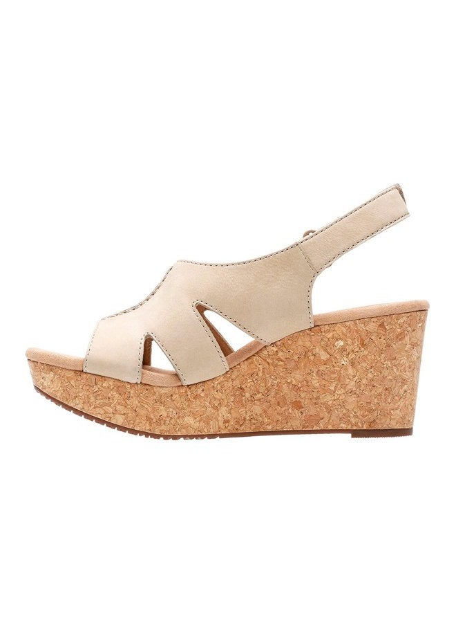clarks womens Annadel Bari wedges sandals, Sand Nubuck, 7.5 Wide US, Sand Nubuck, 7.5 Wide - Image 3