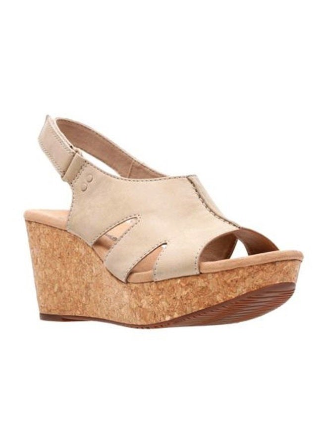 clarks womens Annadel Bari wedges sandals, Sand Nubuck, 7.5 Wide US, Sand Nubuck, 7.5 Wide - Image 1