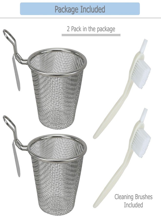 EIKS 2 Pack Stainless Steel Mesh Basket Strainer for Hotpot Rinsing Straining Cooking, Serving as Home Kitchen Food Strainer - Image 2