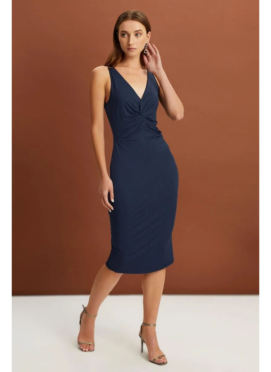 Alexander Gardi Knotted Dress - Navy Blue