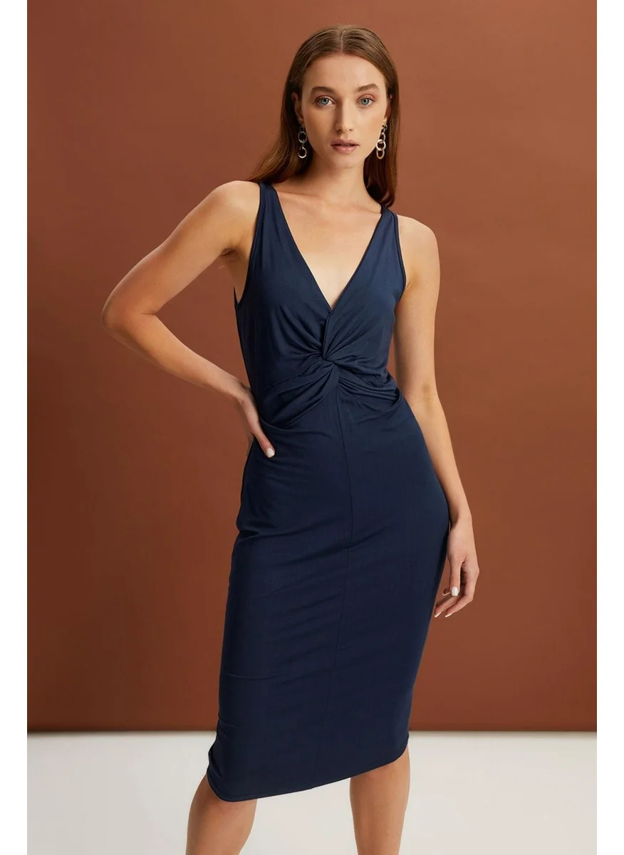 Alexander Gardi Knotted Dress - Navy Blue