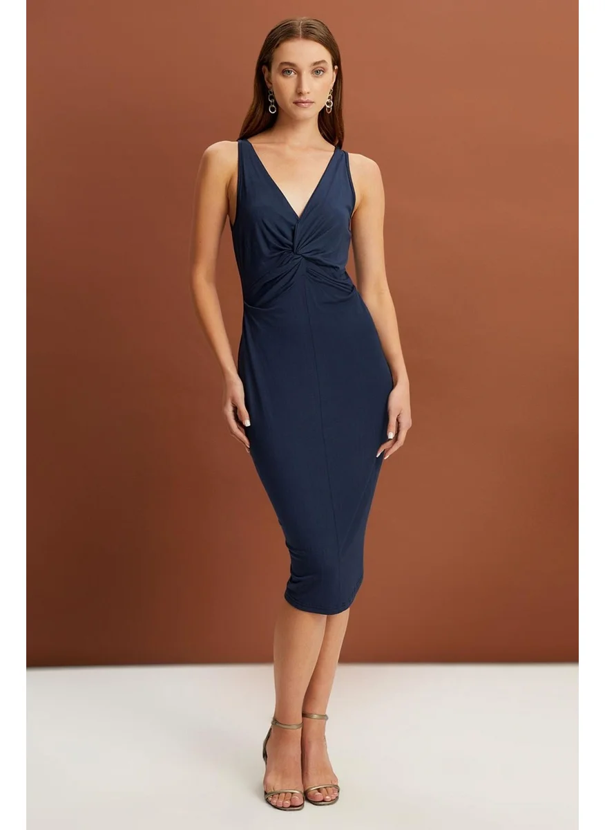 Alexander Gardi Knotted Dress - Navy Blue