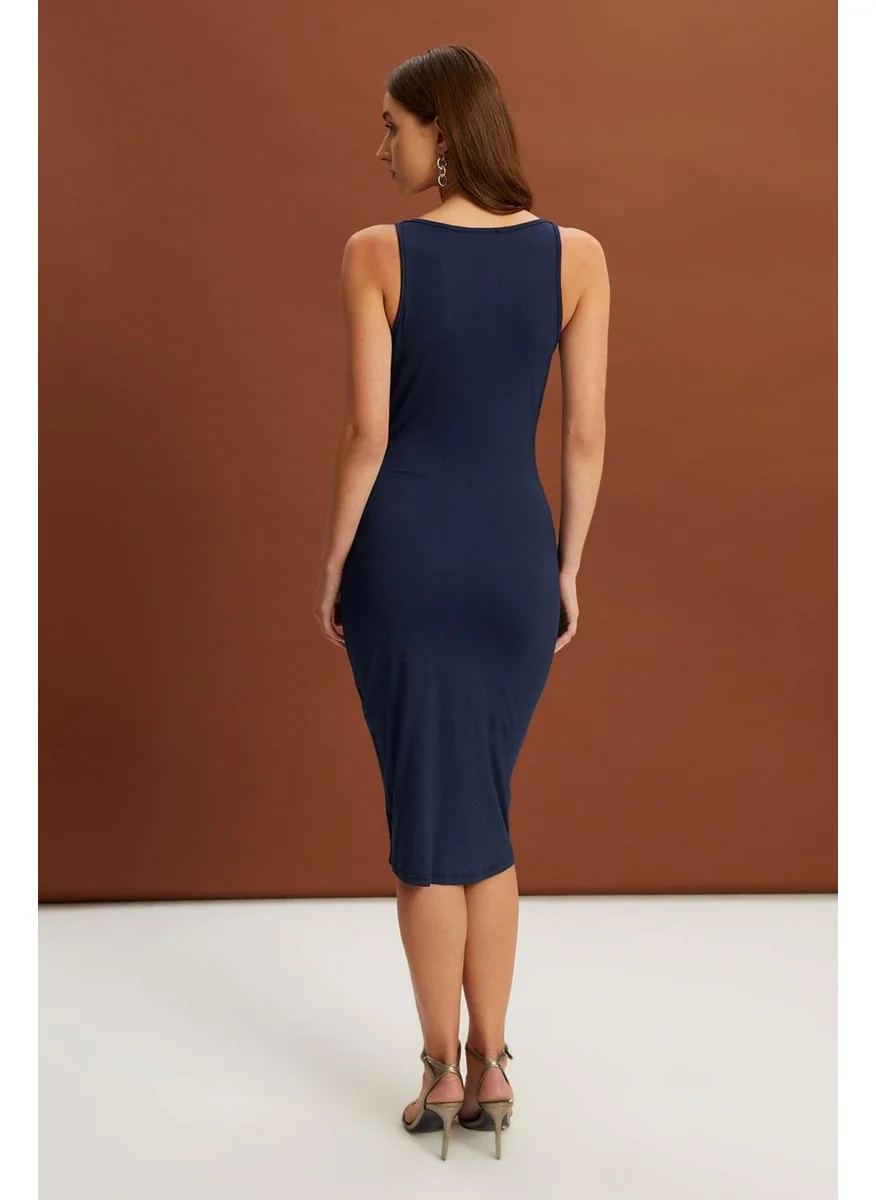 Alexander Gardi Knotted Dress - Navy Blue