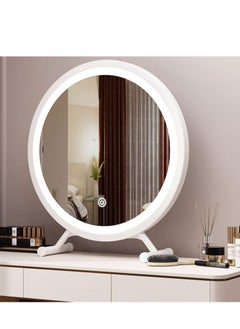 Vparty Large Vanity Mirror with Round LED Lighted Up Makeup Mirror Touch Screen with 3-Color Lighting Dimmable for Vanity Desk Tabletop Bedroom  - Image 1