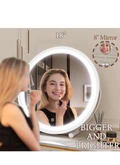 Vparty Large Vanity Mirror with Round LED Lighted Up Makeup Mirror Touch Screen with 3-Color Lighting Dimmable for Vanity Desk Tabletop Bedroom  - Image 4