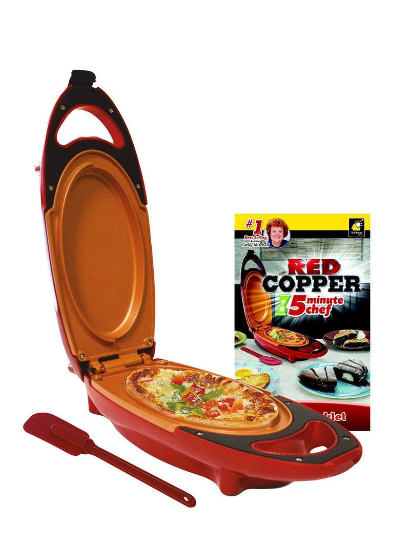 Red Copper 5 Minute Chef Double Sided Copper Infused Grill Pan with Non Stick Anti Scratch Surface for Making Delicious Omelet - Image 1