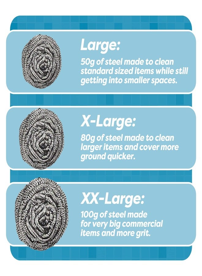 SCRUBIT 12 Pack Stainless Steel Scourers by Scrub It - Steel Wool Scrubber Pad Used for Dishes, Pots, Pans, and Ovens. Easy scouring for Tough Kitchen Cleaning. (XX Large (100 gram)) - Image 3