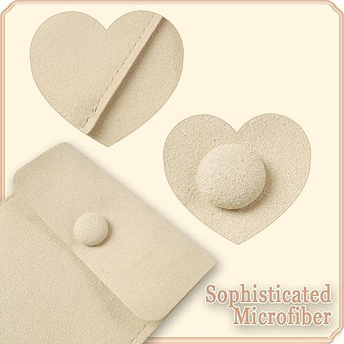 Heliltd 12pcs Microfiber Jewelry Pouch 8x8cm Microfiber Jewelry Packaging Bag Luxury Small Jewelry Gift Bag Small Jewelry Pouch Snap Button Envelope Style Packaging - Image 3