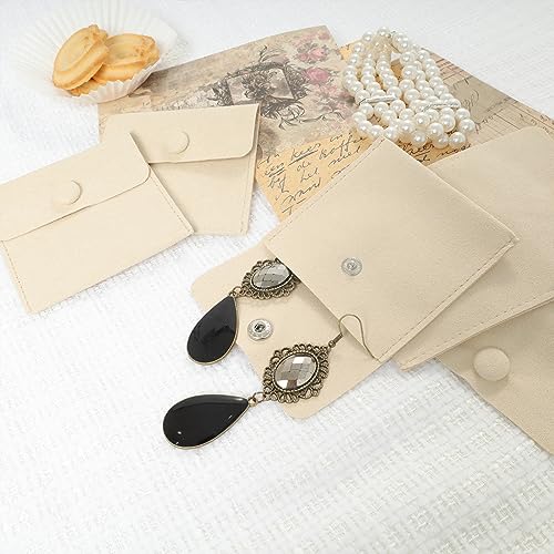 Heliltd 12pcs Microfiber Jewelry Pouch 8x8cm Microfiber Jewelry Packaging Bag Luxury Small Jewelry Gift Bag Small Jewelry Pouch Snap Button Envelope Style Packaging - Image 5