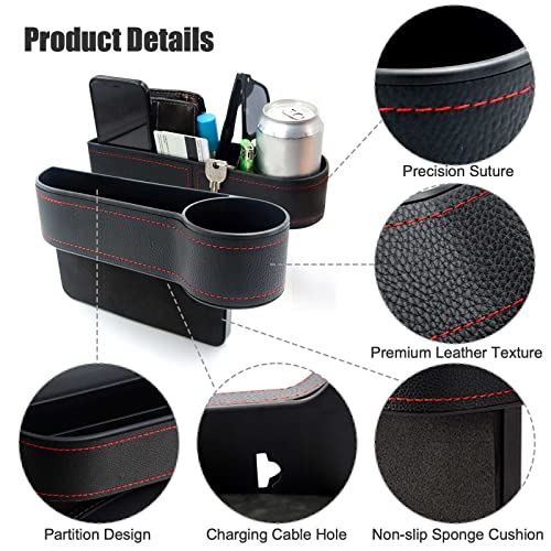 Gihunk 2 Pcs Car Seat Gap Filler - Leather Car Seat Crevice Storage Box with Adhesive Foam Pads, Car Gap Filler Organizer for Front Seat Gap Filler Between Car Seat and Console, Universal Fit - Image 2
