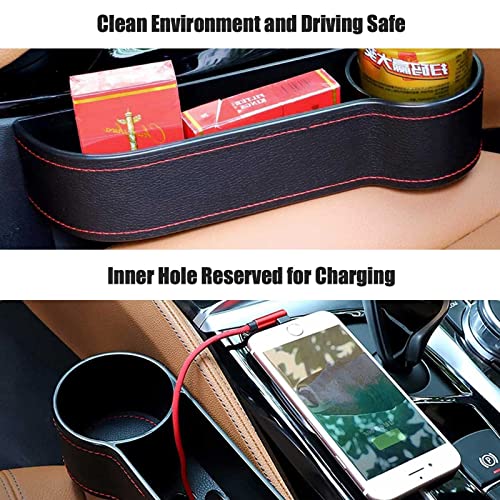 Gihunk 2 Pcs Car Seat Gap Filler - Leather Car Seat Crevice Storage Box with Adhesive Foam Pads, Car Gap Filler Organizer for Front Seat Gap Filler Between Car Seat and Console, Universal Fit - Image 4
