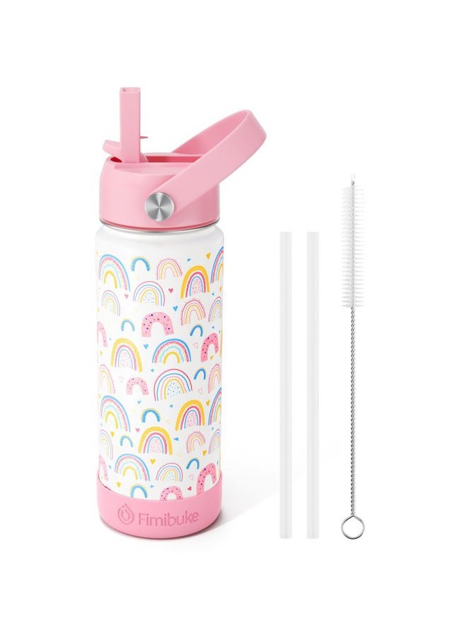 Fimibuke Kids Insulated Water Bottle - 18oz BPA-FREE 18/8 Stainless Steel Metal Water Bottle with Straw for School Travel Tumbler Leak Proof Kids Cup 018 - Image 1
