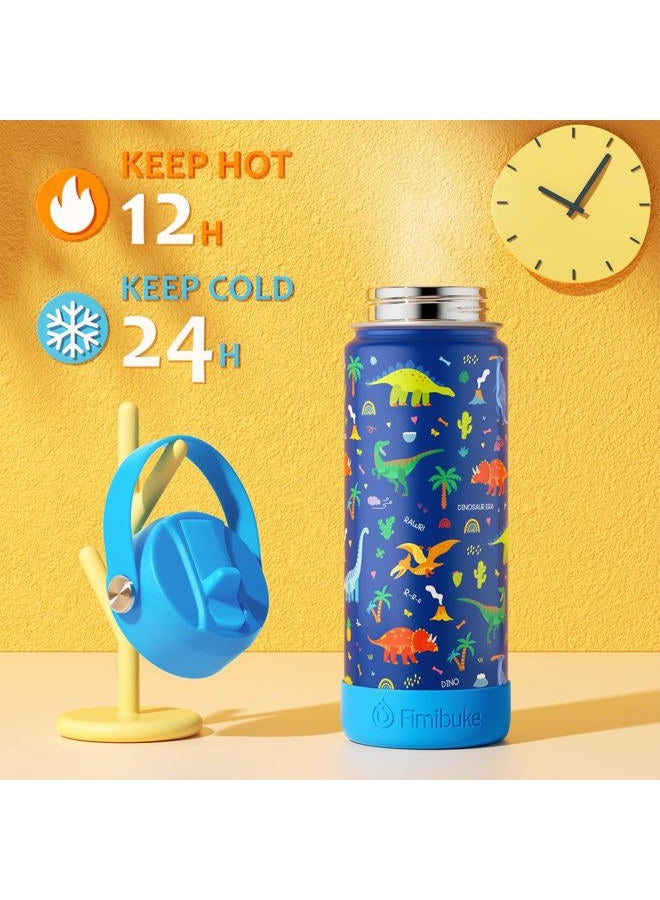 Fimibuke Kids Insulated Water Bottle - 18oz BPA-FREE 18/8 Stainless Steel Metal Water Bottle with Straw for School Travel Tumbler Leak Proof Kids Cup 018 - Image 3