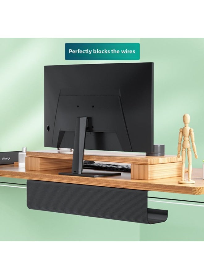 Under-desk Cable Management Rack Desk Wire Storage Box Desktop Row Hub Computer Desk Bottom Cable Organizer Artifact-Color:40cm Quiet Black Cable Storage Special Under The Table - Super Sticky Acrylic Glue [load Bearing Up To 5kg]  - Image 5