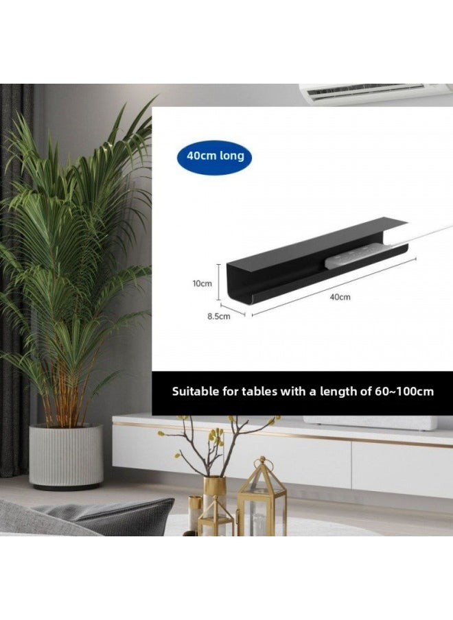 Under-desk Cable Management Rack Desk Wire Storage Box Desktop Row Hub Computer Desk Bottom Cable Organizer Artifact-Color:40cm Quiet Black Cable Storage Special Under The Table - Super Sticky Acrylic Glue [load Bearing Up To 5kg]  - Image 1