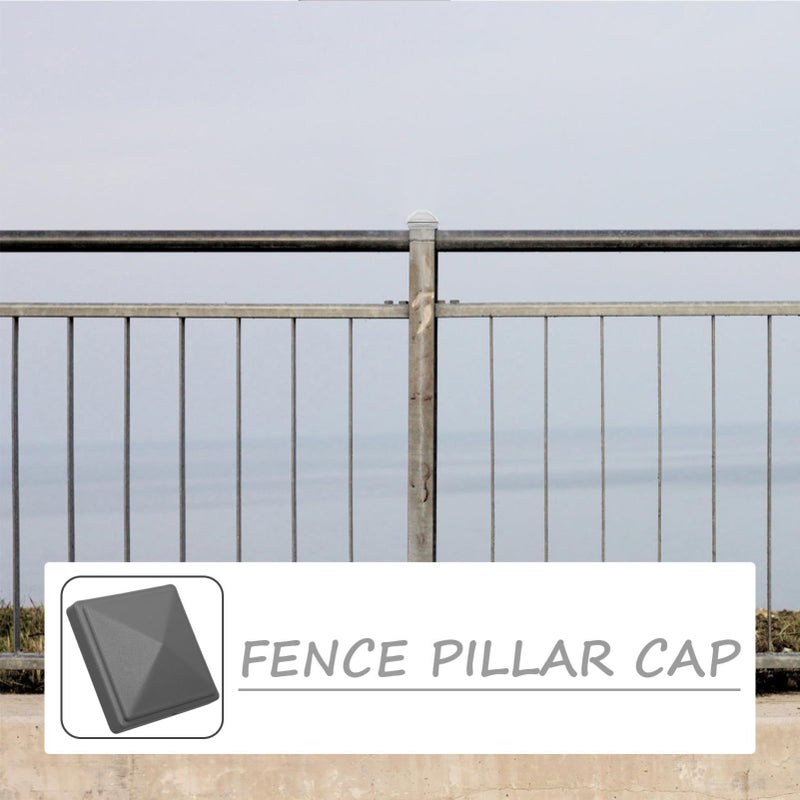 Balacoo Metal Fence Post Caps Rainproof Decorative Cover Square Fencing Decking Black Easy Installation Outdoor - Image 4