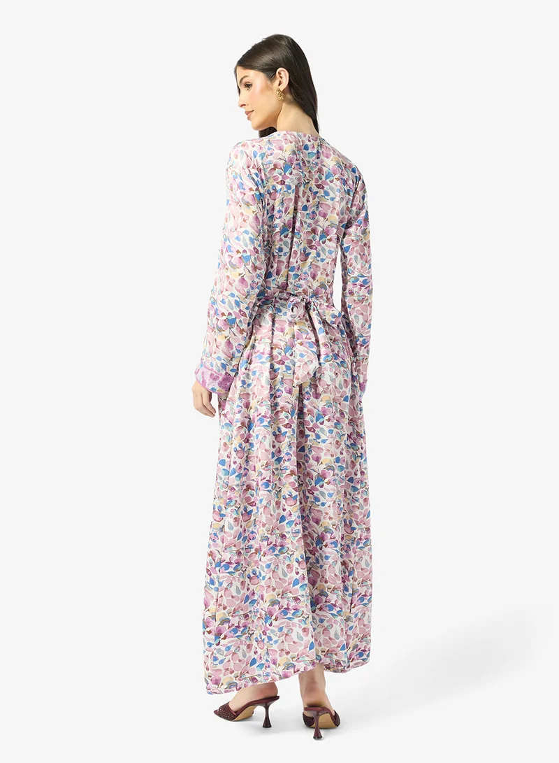 ARABIAN CLOSET Embellished Belted Jalabiya