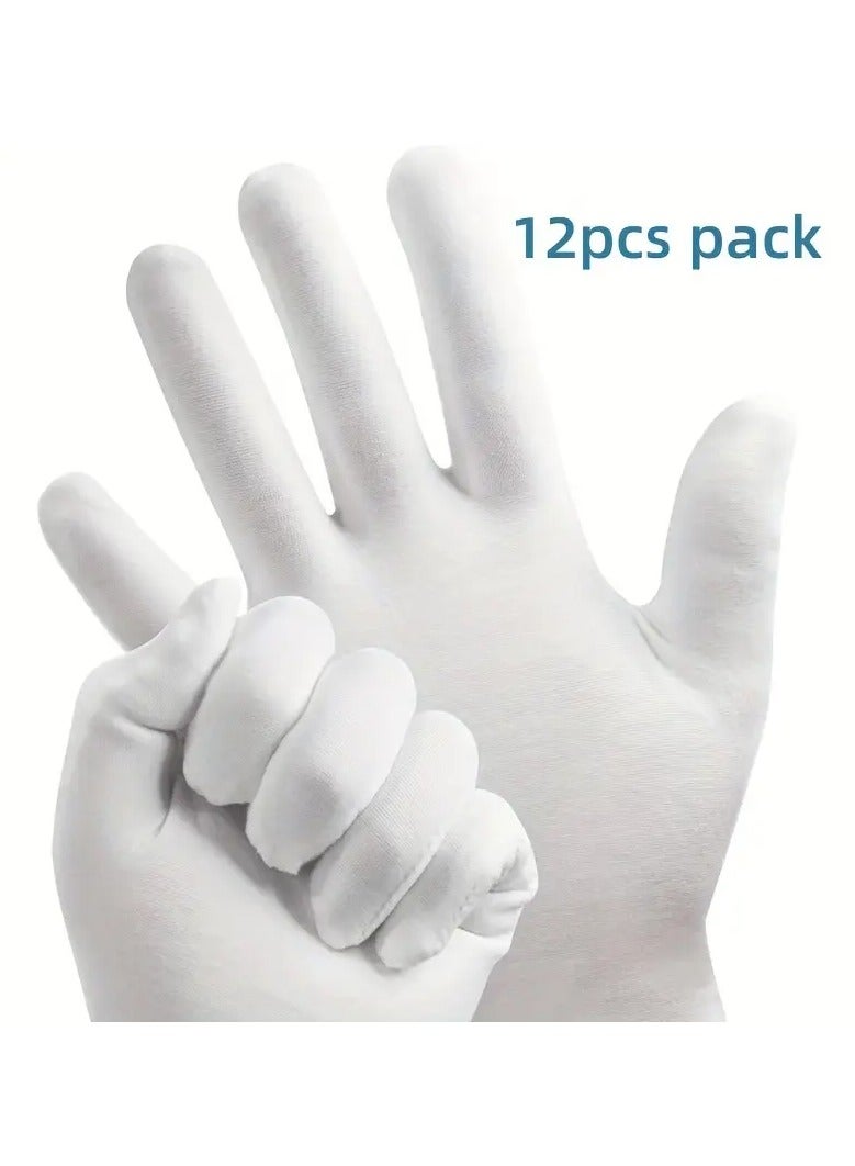 Ucanbe 12 Pack Blend Elastic White Gloves, Soft Unscented Mittens for Beauty, Hand Care, and Etiquette - Image 5