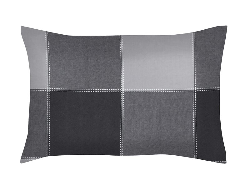 Airwill 100% Cotton Checkered Pattern Flap Pillow Covers (46x69cm)(Black, Grey, Pack of 2 Pieces) - Image 3
