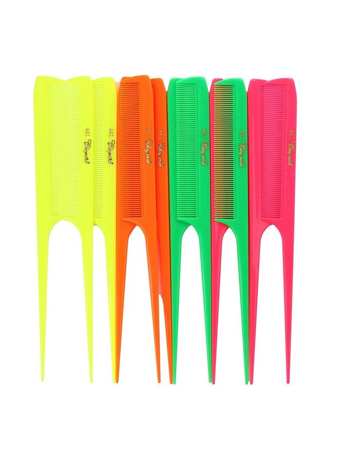 Krest Cleopatra 8-1/2 inch Rattail Combs Extra Fine Tooth.Rat Tail Comb Model #441 Color Neon Mix. 1 dozen.