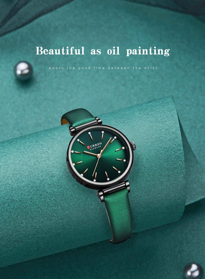 CURREN-9081 Original Brand Leather Strap Wrist Watches For Women With Brand Box - Image 2