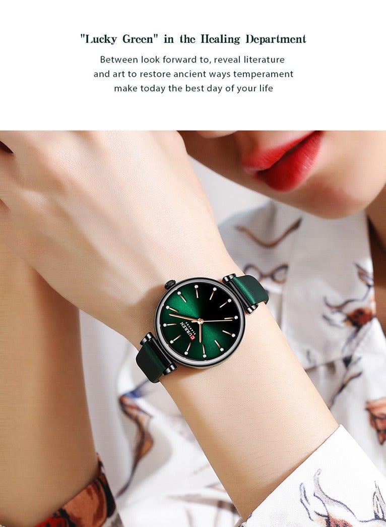 CURREN-9081 Original Brand Leather Strap Wrist Watches For Women With Brand Box - Image 3