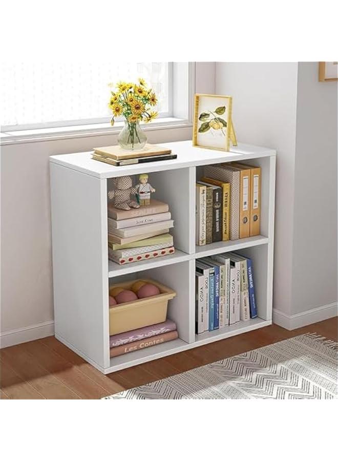 هوكور Durku Cube Bookcase,4 Cube Storage Organizer Shelves, Stackable Wood Bookcase Fits Cubby Bins for Organization, Dorm Teen Room Decor & Home Office, Easy Assembly,White (4 Cube) - Image 1