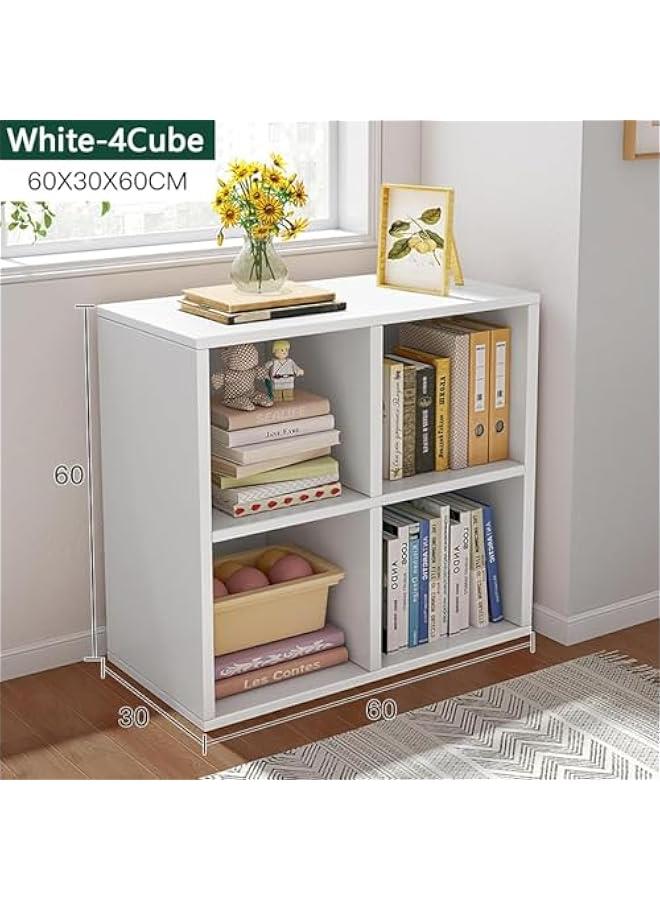 هوكور Durku Cube Bookcase,4 Cube Storage Organizer Shelves, Stackable Wood Bookcase Fits Cubby Bins for Organization, Dorm Teen Room Decor & Home Office, Easy Assembly,White (4 Cube) - Image 2