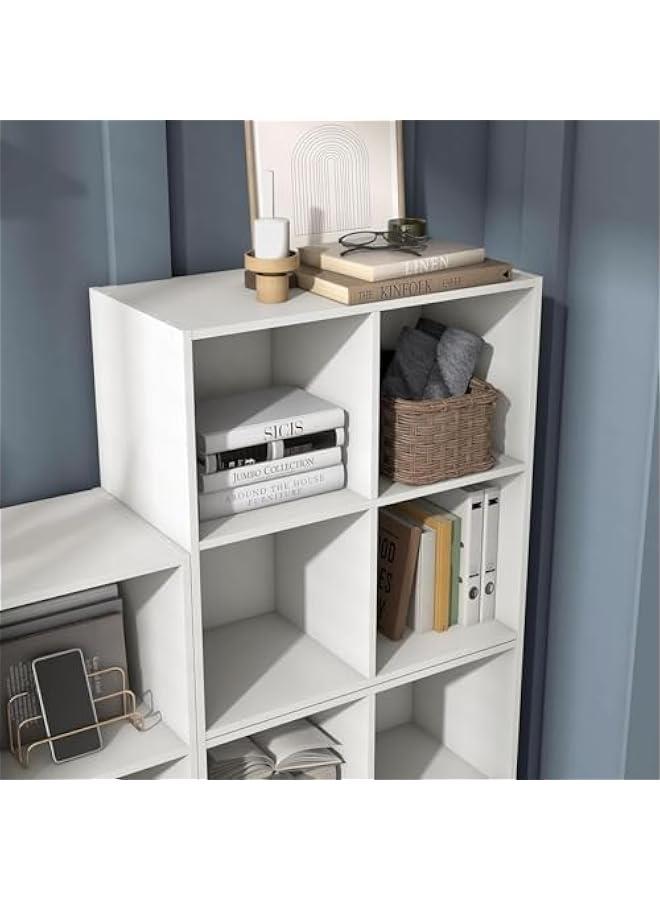 هوكور Durku Cube Bookcase,4 Cube Storage Organizer Shelves, Stackable Wood Bookcase Fits Cubby Bins for Organization, Dorm Teen Room Decor & Home Office, Easy Assembly,White (4 Cube) - Image 5