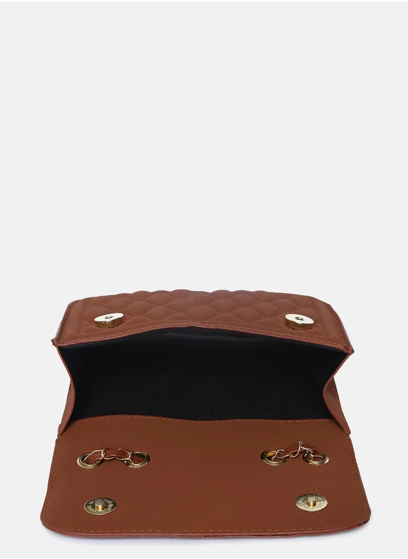 Haute Sauce Quilted Quest Brown Cross Body Bag