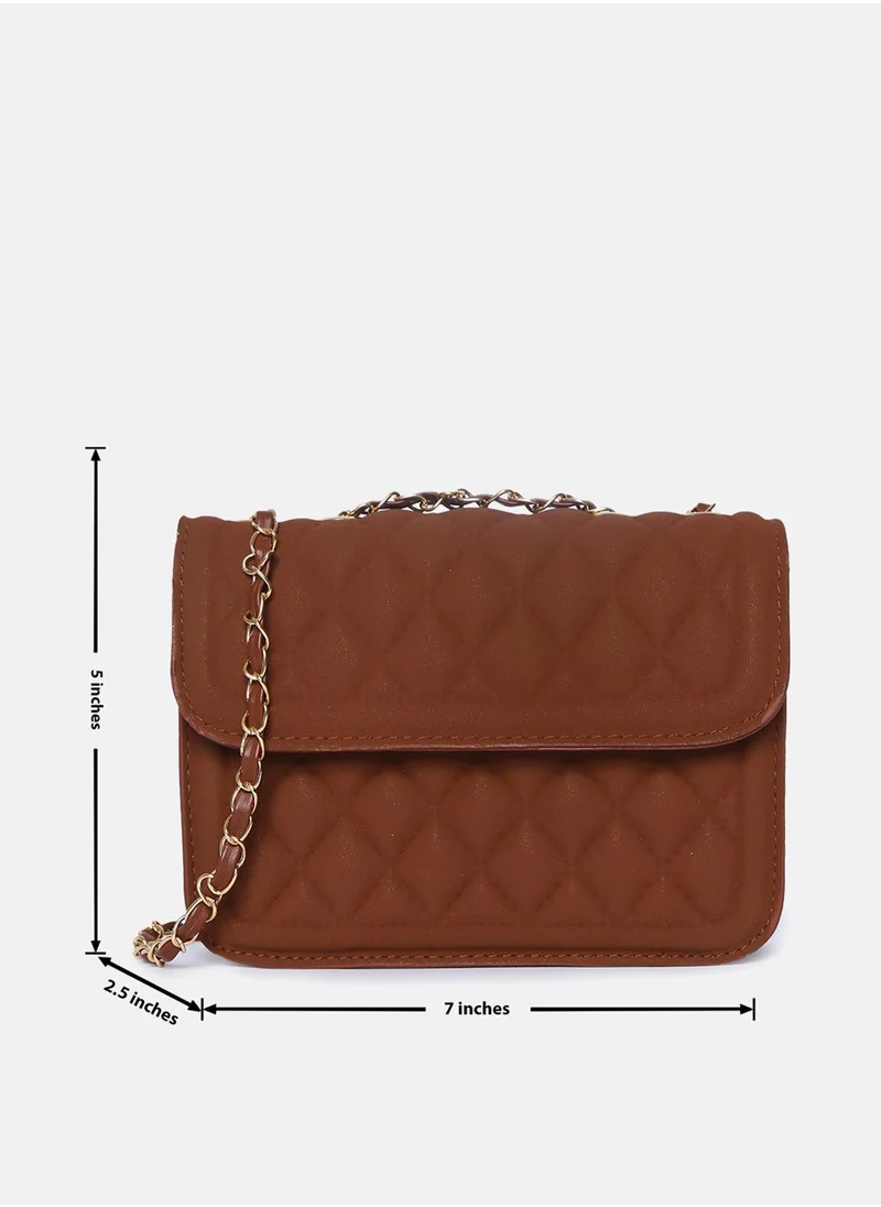 Haute Sauce Quilted Quest Brown Cross Body Bag