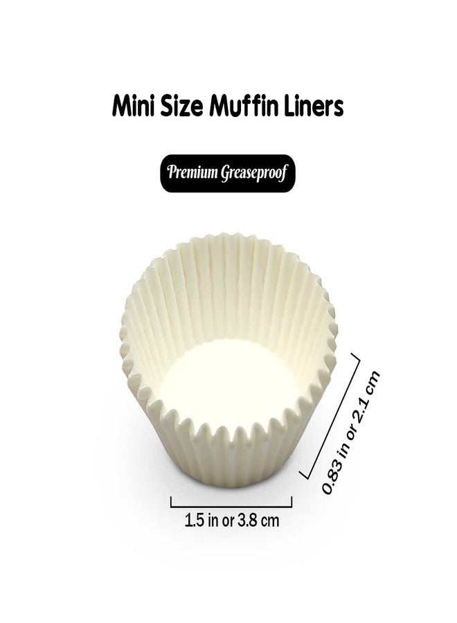 Mombake Food Grade Mini Cupcake Liners White Greaseproof Paper Muffin Baking Cups, 500-Count - Image 3