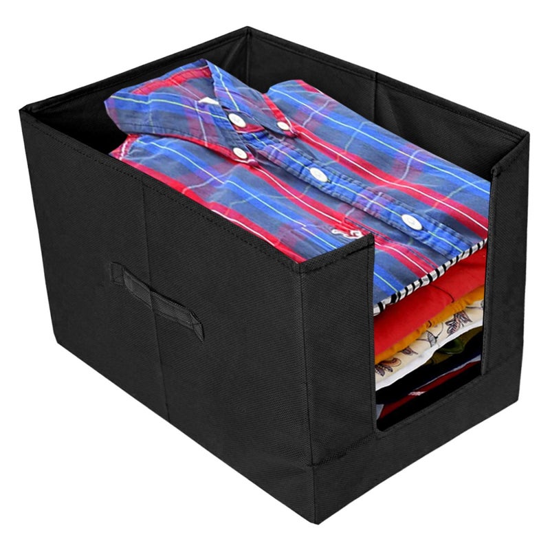 Kuber Industries 4 Pieces Non Woven Shirt StackerShirt Organizer Wardrobe Organizer BlackKUBMART2891 - Image 2