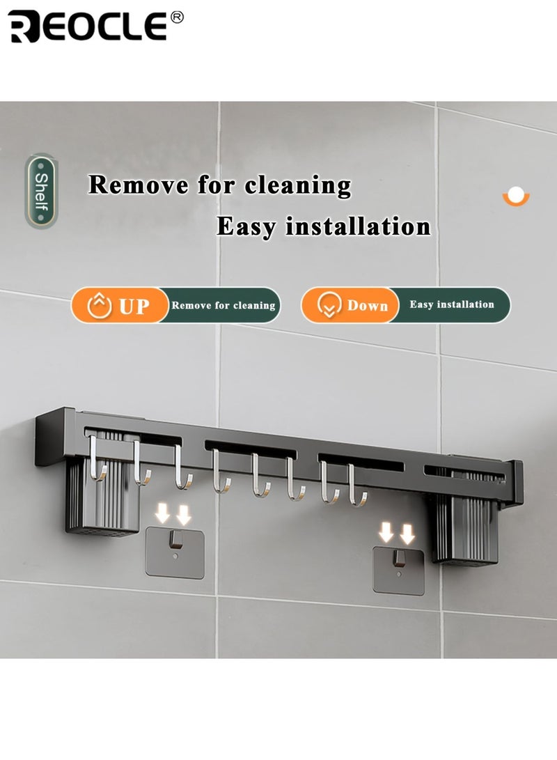 REOCLE Stainless Steel Wall Mounted Kitchen Knife Rack with 8 Hook Holder Detachable Storage Rack for Knives Chopsticks Drilled and Non-Drilled Installation for Home Use - Image 4